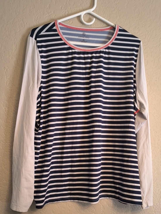Nautica Tops - Lands End Nylon Spandex Striped Long Sleeve Top Women's Size 2X